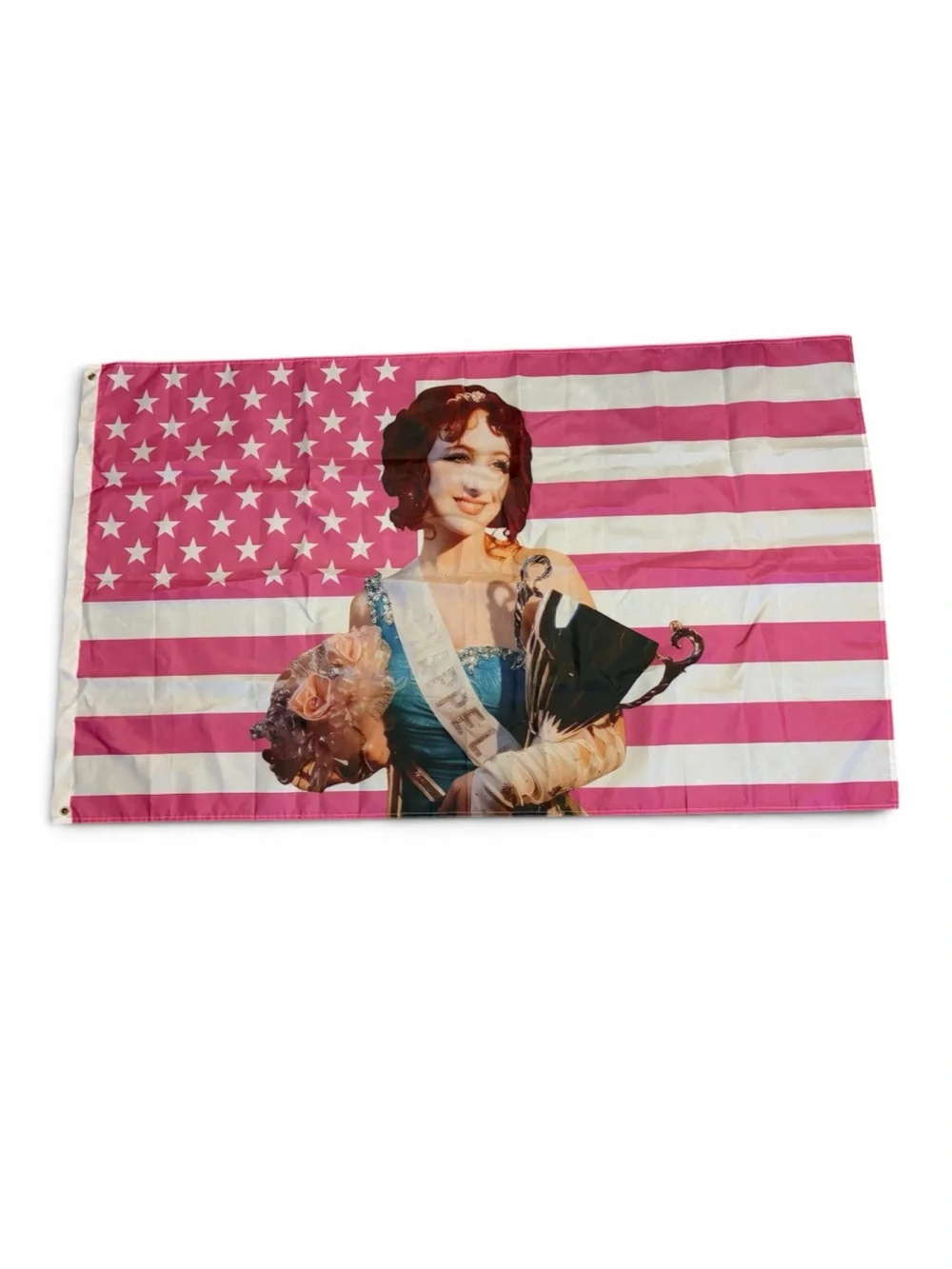 Pink American Flag Chappell Roan Party Banner with Pageant Graphic